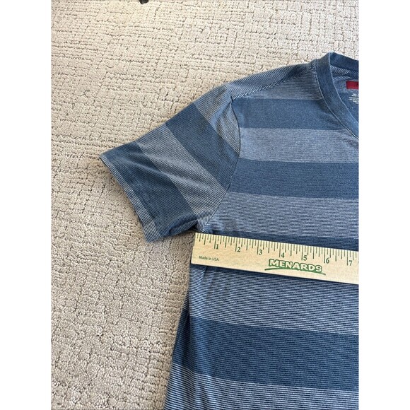 Alfani Mens Size M Slim Fit Blue Striped V Neck Short Sleeve T Shirt - Picture 5 of 8